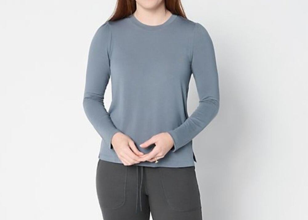 Barefoot Dream XL Shadow Blue Malibu Peach Jersey Long Sleeve Tee A688911 NWOT